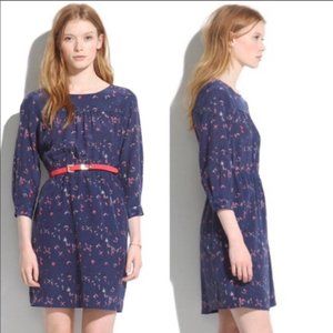 Madewell 100% Silk Day Dress in Birdslife Print